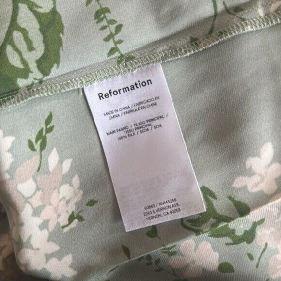 NEW Reformation Frankie Long Silk Dress in Tea Garden Green Floral | size 6 - Picture 11 of 12